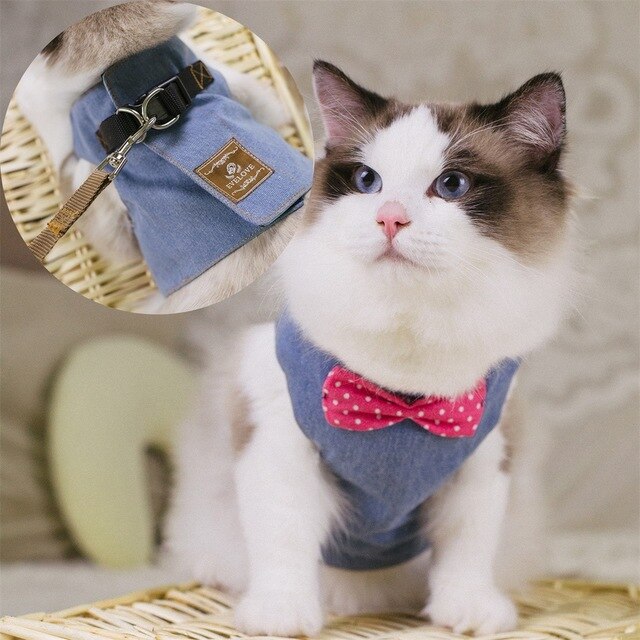Gentleman Style Cat Harness with Leash