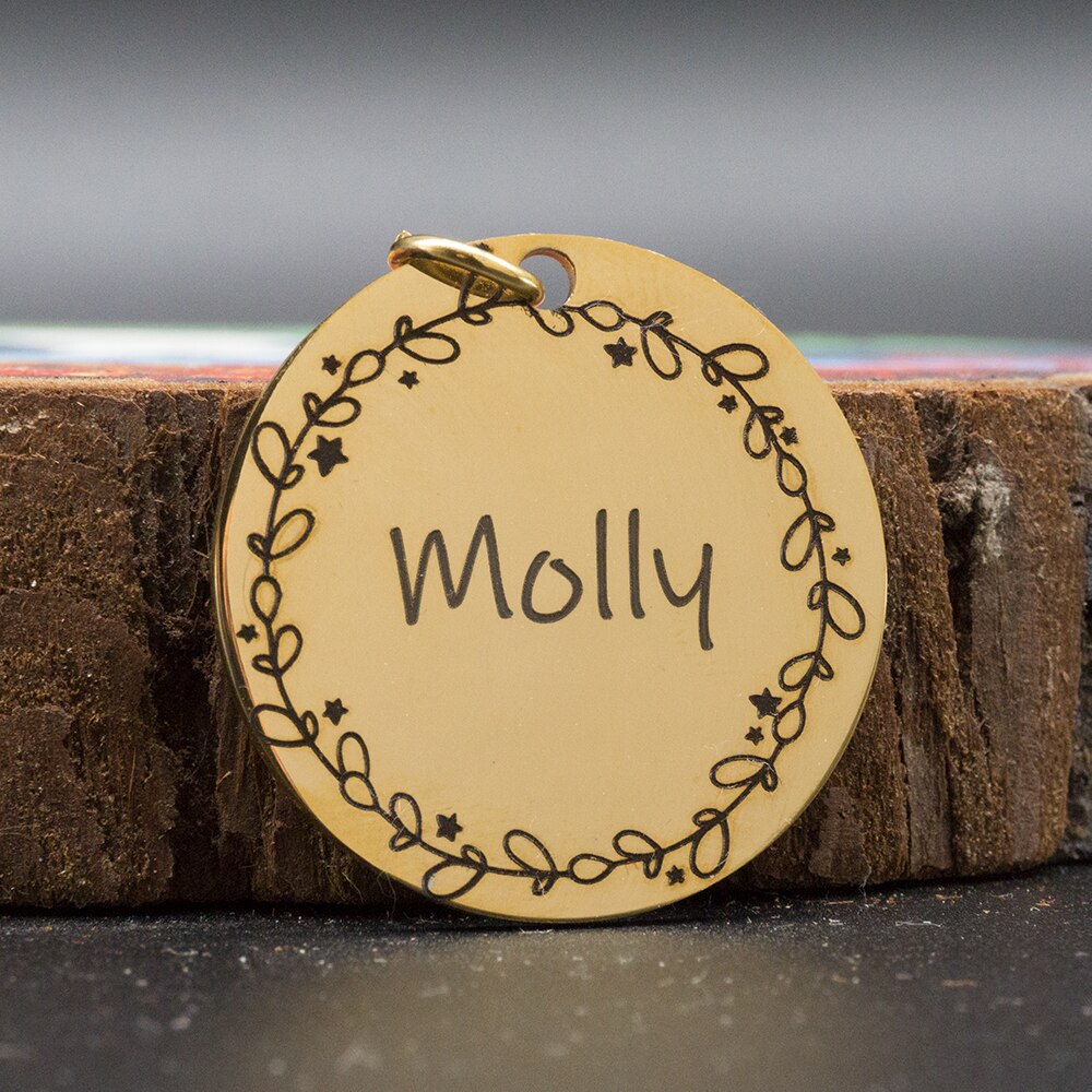 Personalized Patterned Round Dog ID Tag
