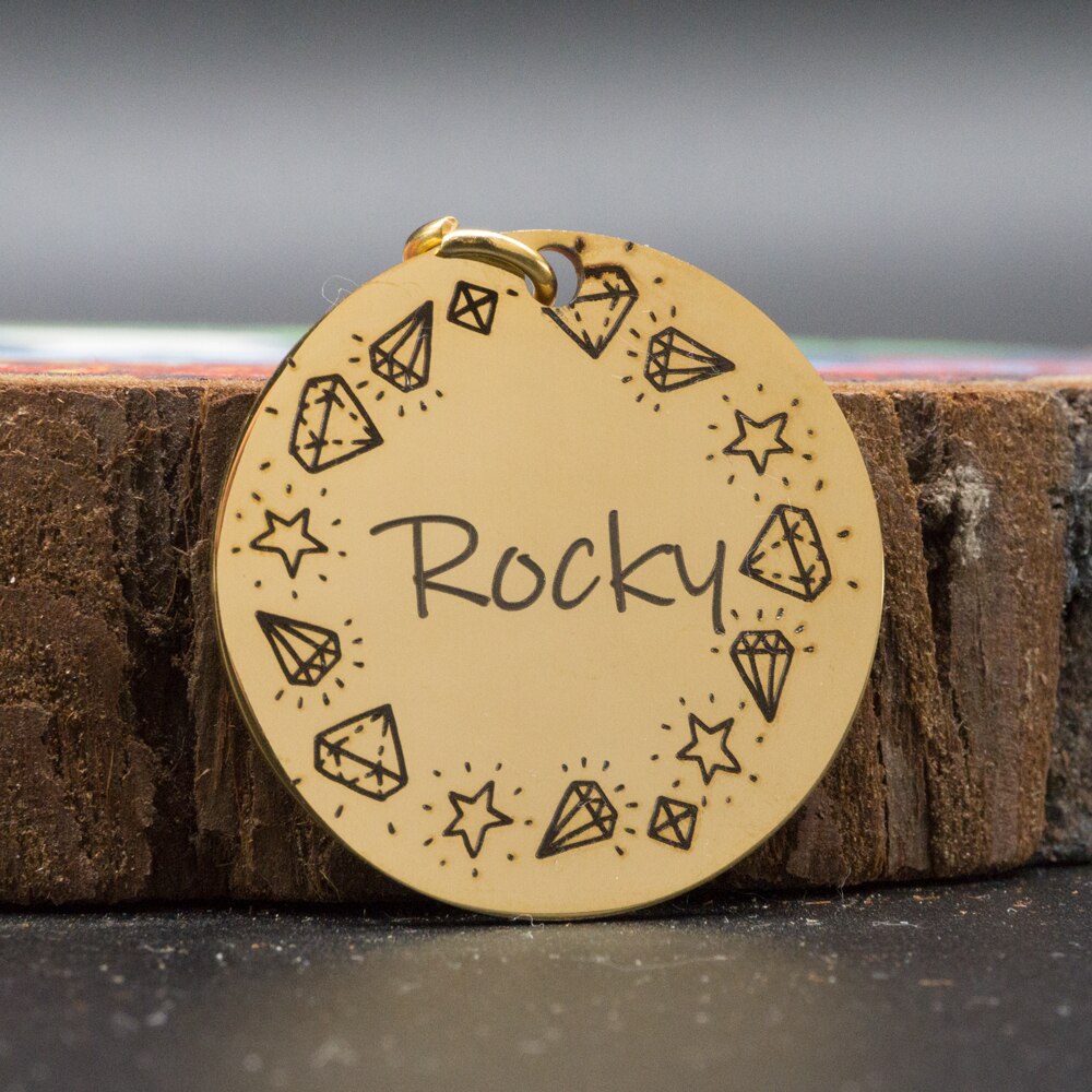 Personalized Patterned Round Dog ID Tag