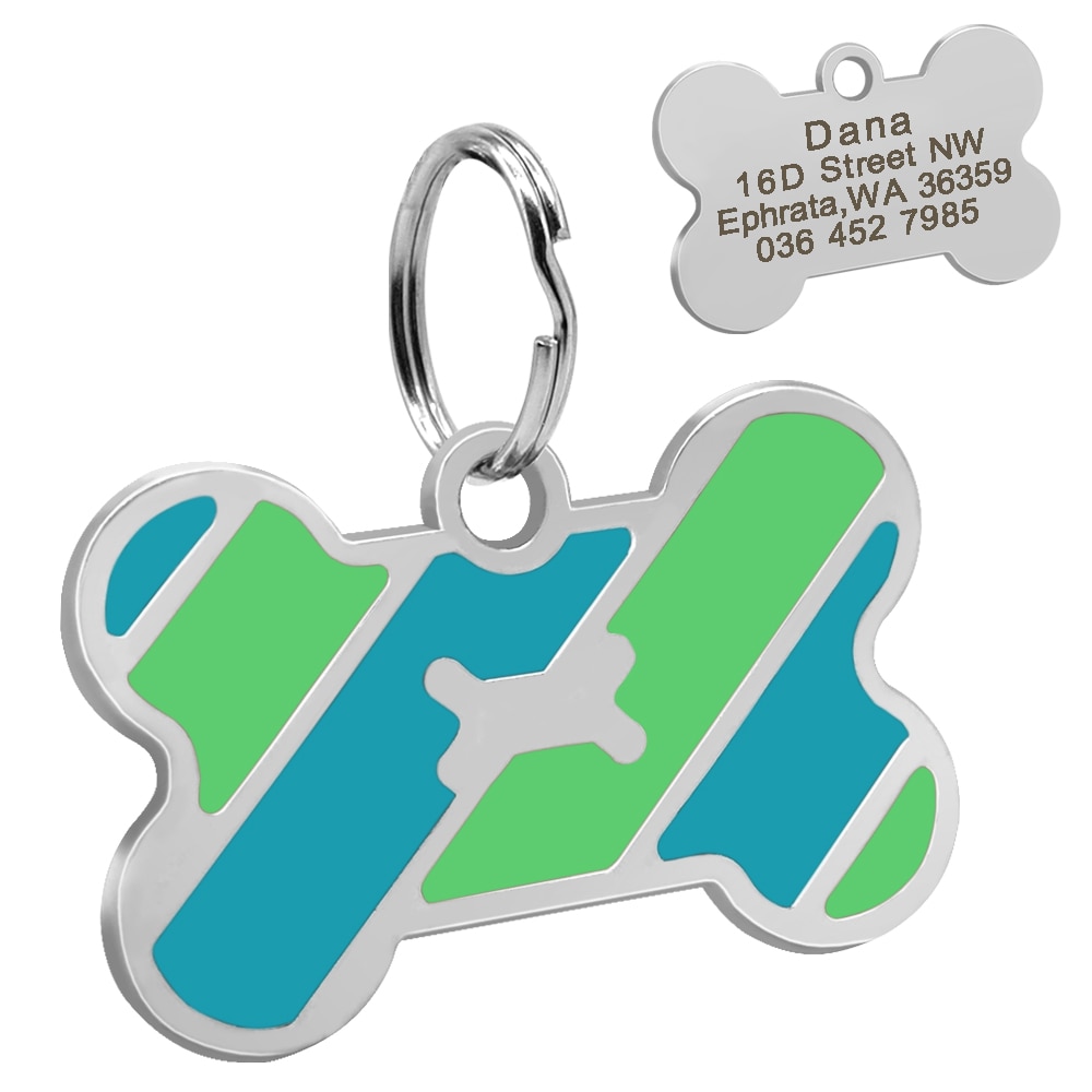 Dog's Striped Bone Shaped ID Tag