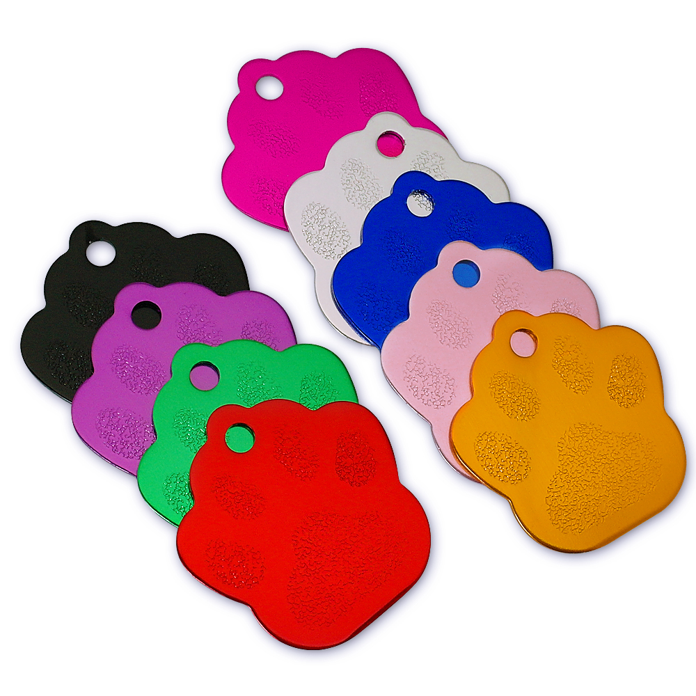 Paw Shaped Metal Dog ID Tags 20 pcs Set