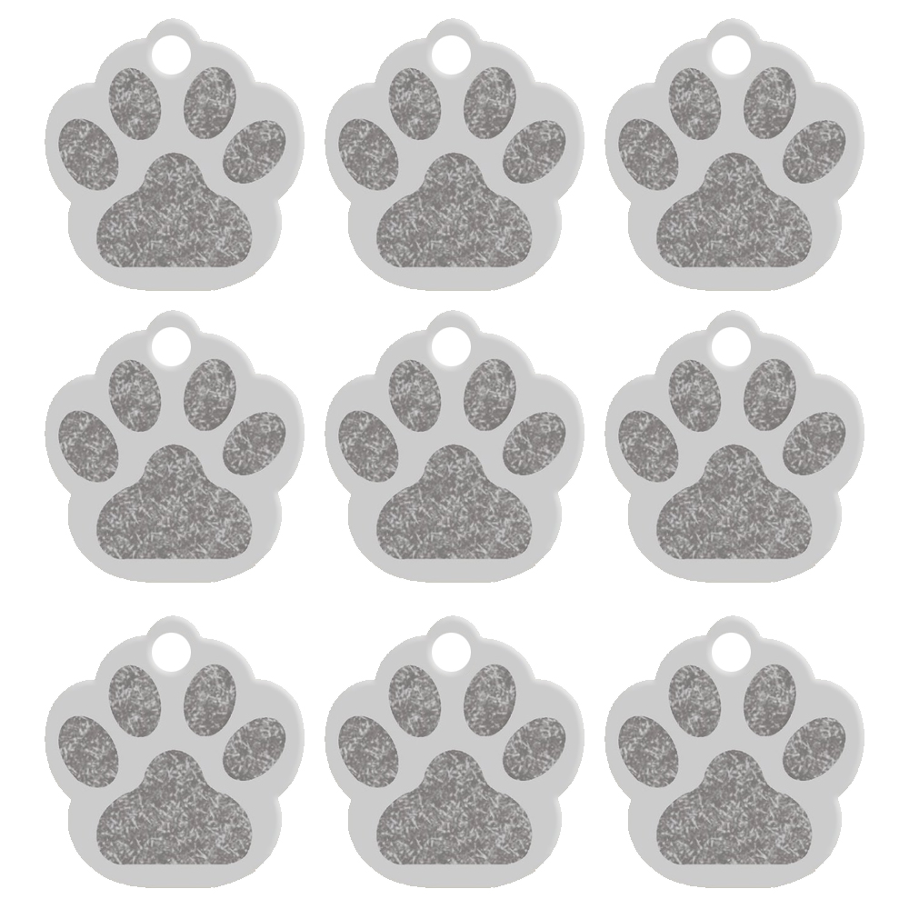 Paw Shaped Metal Dog ID Tags 20 pcs Set