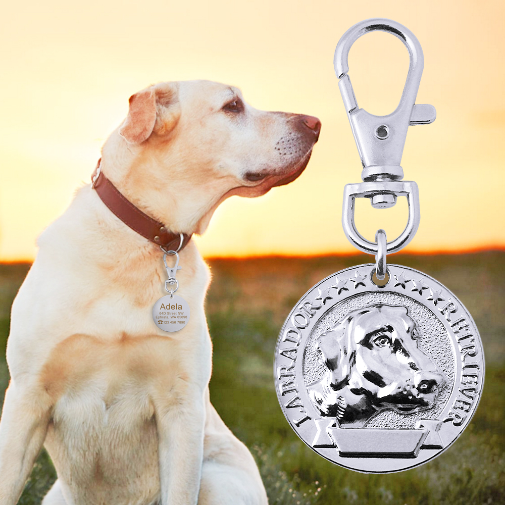Dog's Custom Engraving Design Silver ID Tag