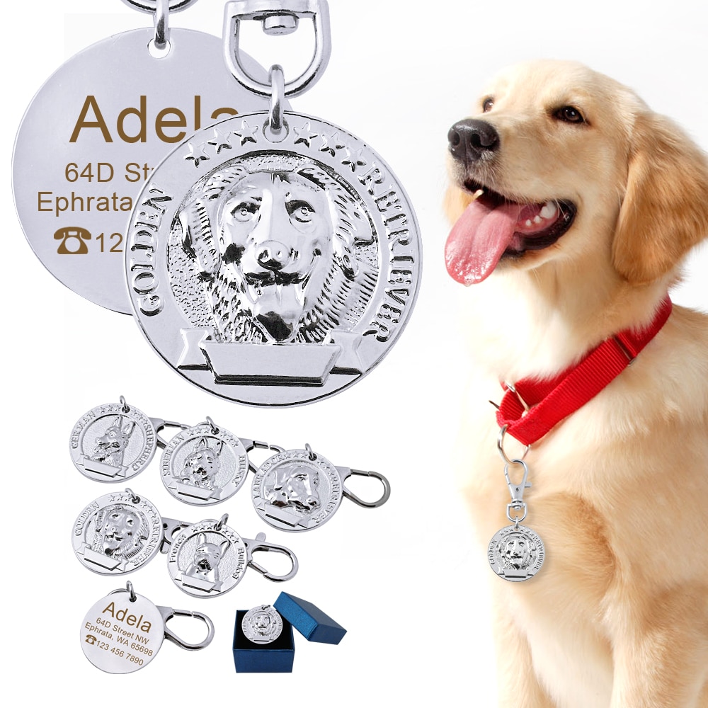 Dog's Custom Engraving Design Silver ID Tag