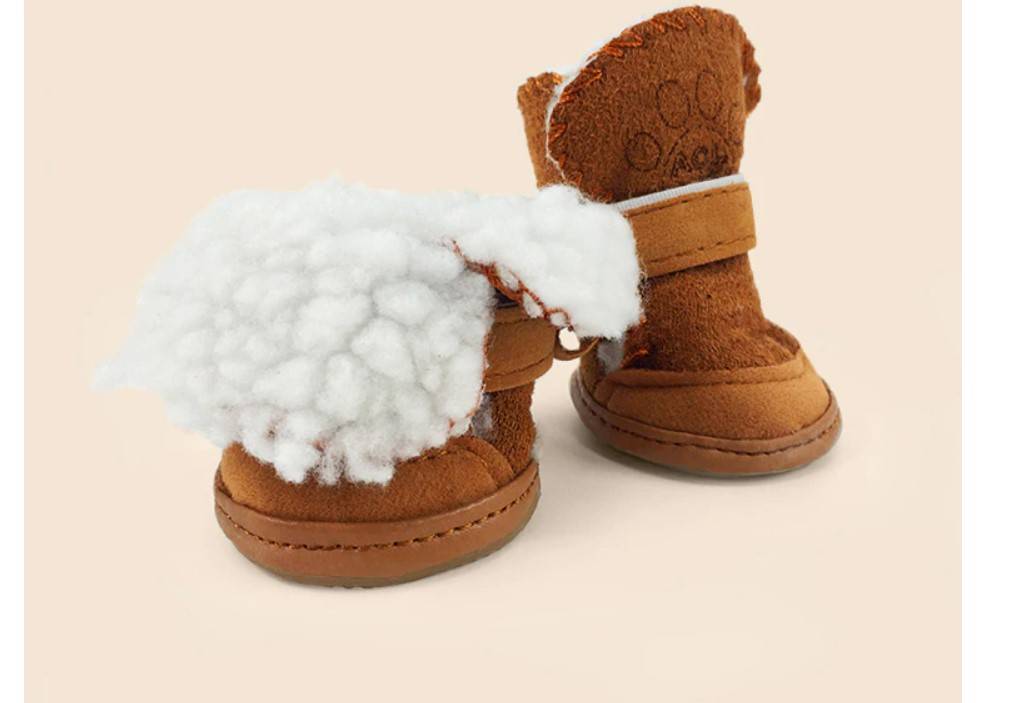 Pet's Plush Winter Shoes 4 Pcs Set