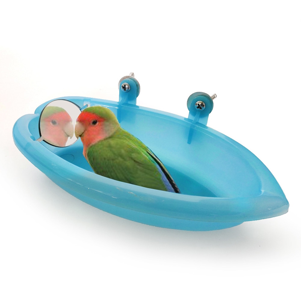 Sky Blue Design Bird Bath with Mirror