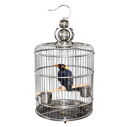 Large Vintage Stainless Steel Bird Cage