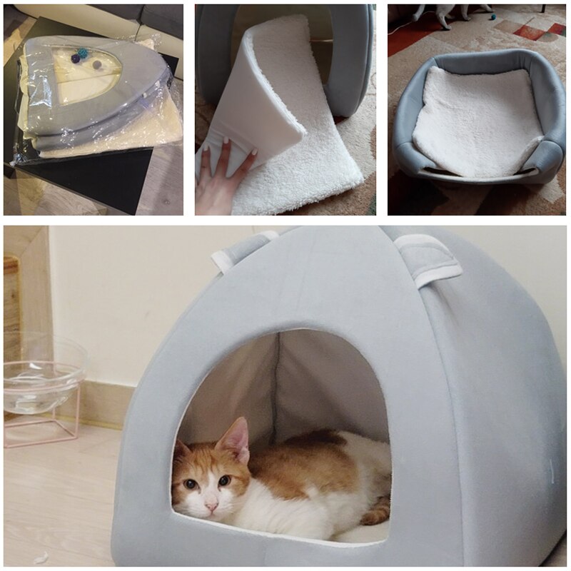 Foldable Cat Bed with Ball