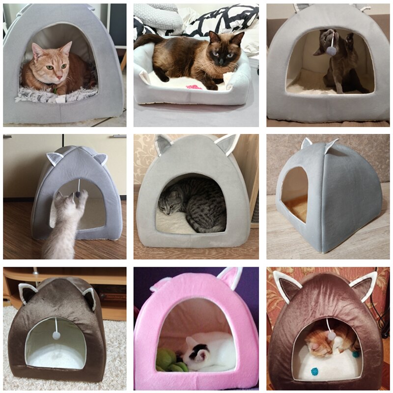 Foldable Cat Bed with Ball