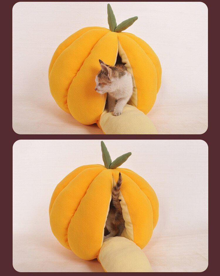 Cute Pumpkin Shaped Sleeping Bed for Cats