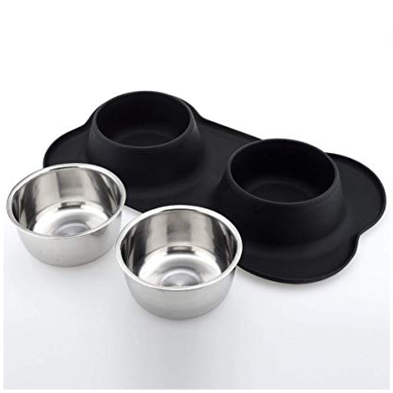 Silicone Dogs Double Bowl