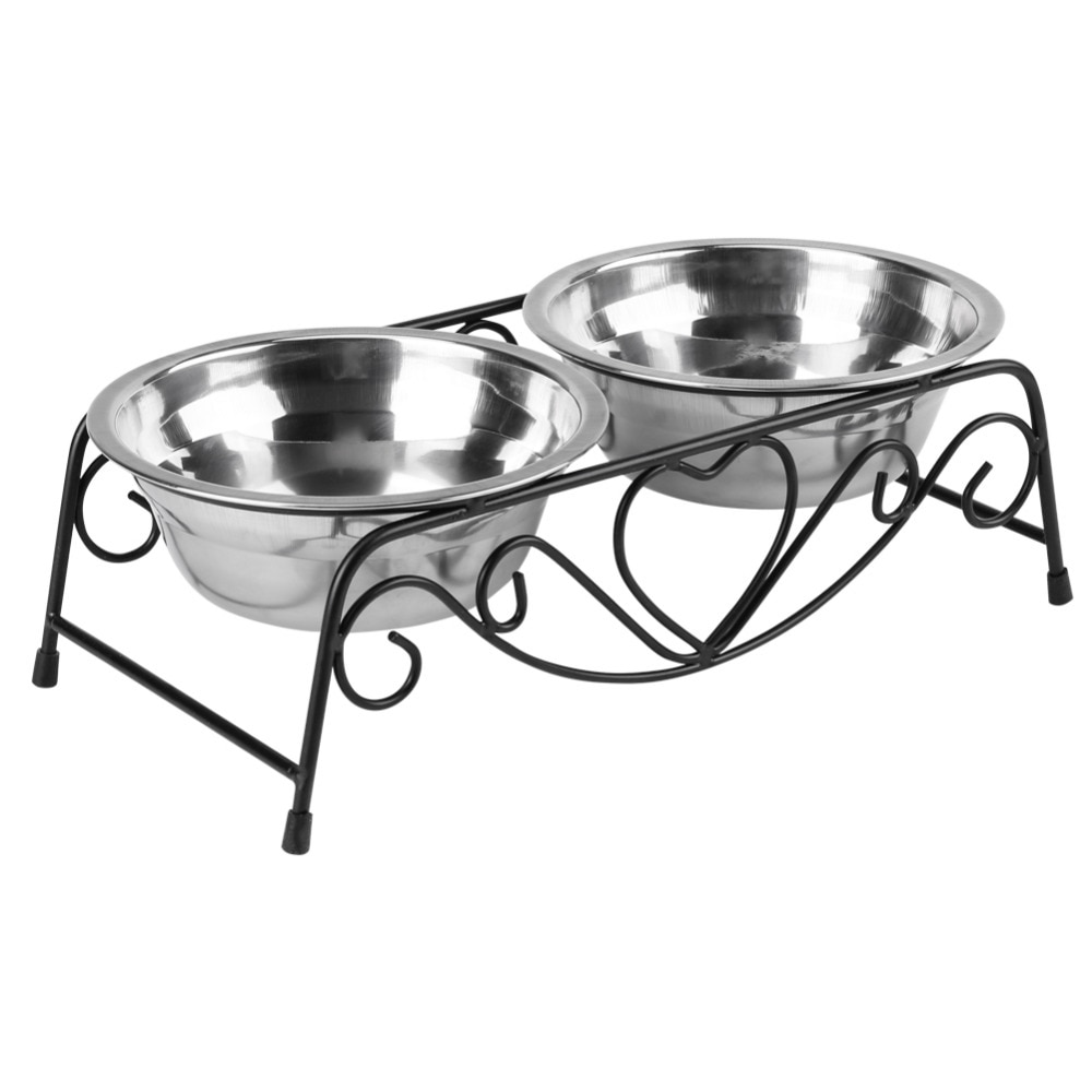 Double Stainless Steel Feeding and Watering Bowls
