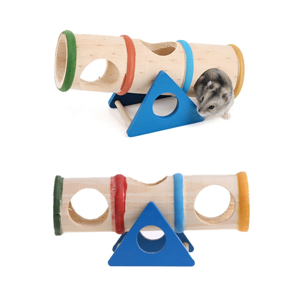 Wooden Seesaw Tube Toy for Small Pets