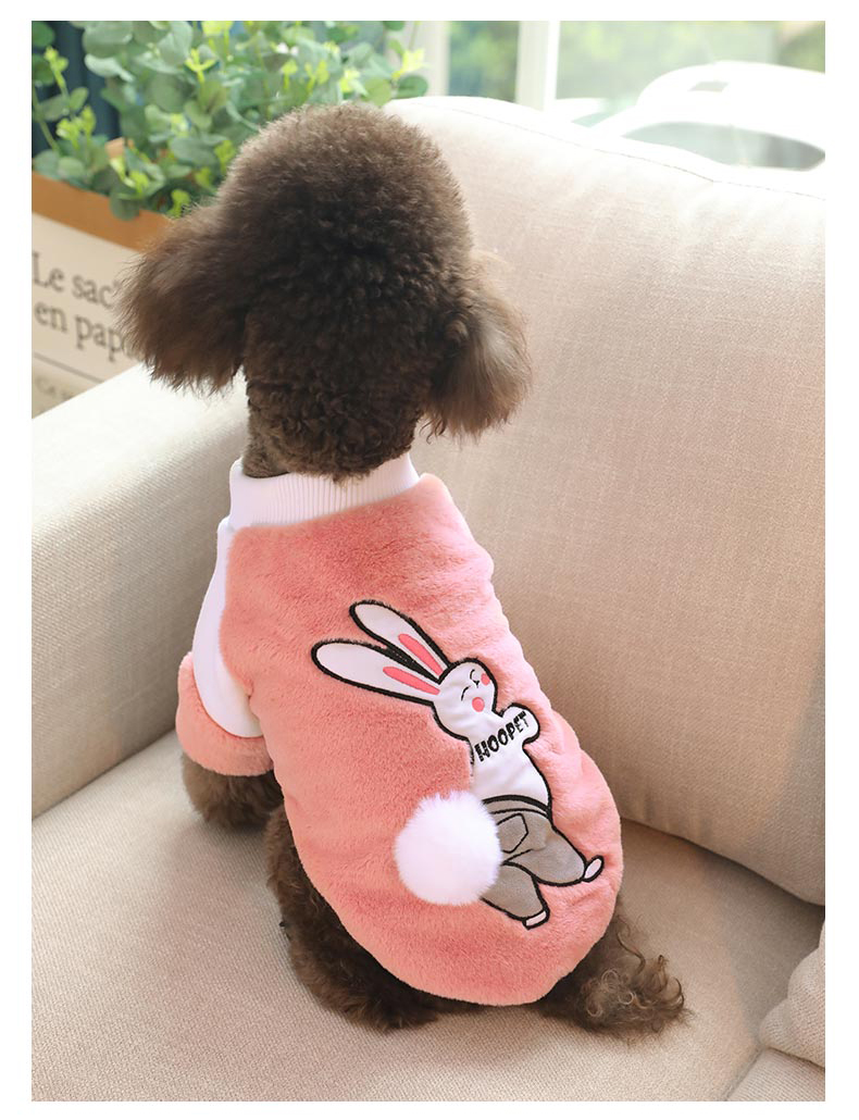 Rabbit Printed Warm Fleece Coat for Small Pets
