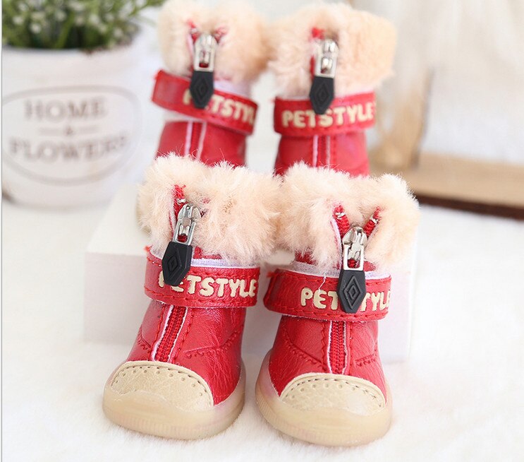Cute Plush Shoes for Dogs 2 pairs Set