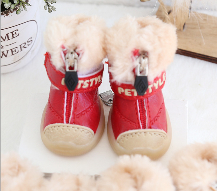 Cute Plush Shoes for Dogs 2 pairs Set