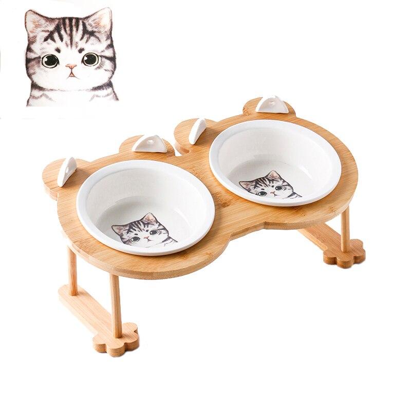 Gray cat 2 bowl set