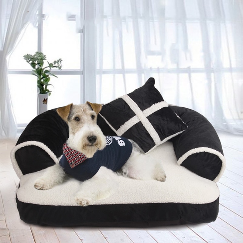 Soft Sofa Shaped Pet Bed with Cushion
