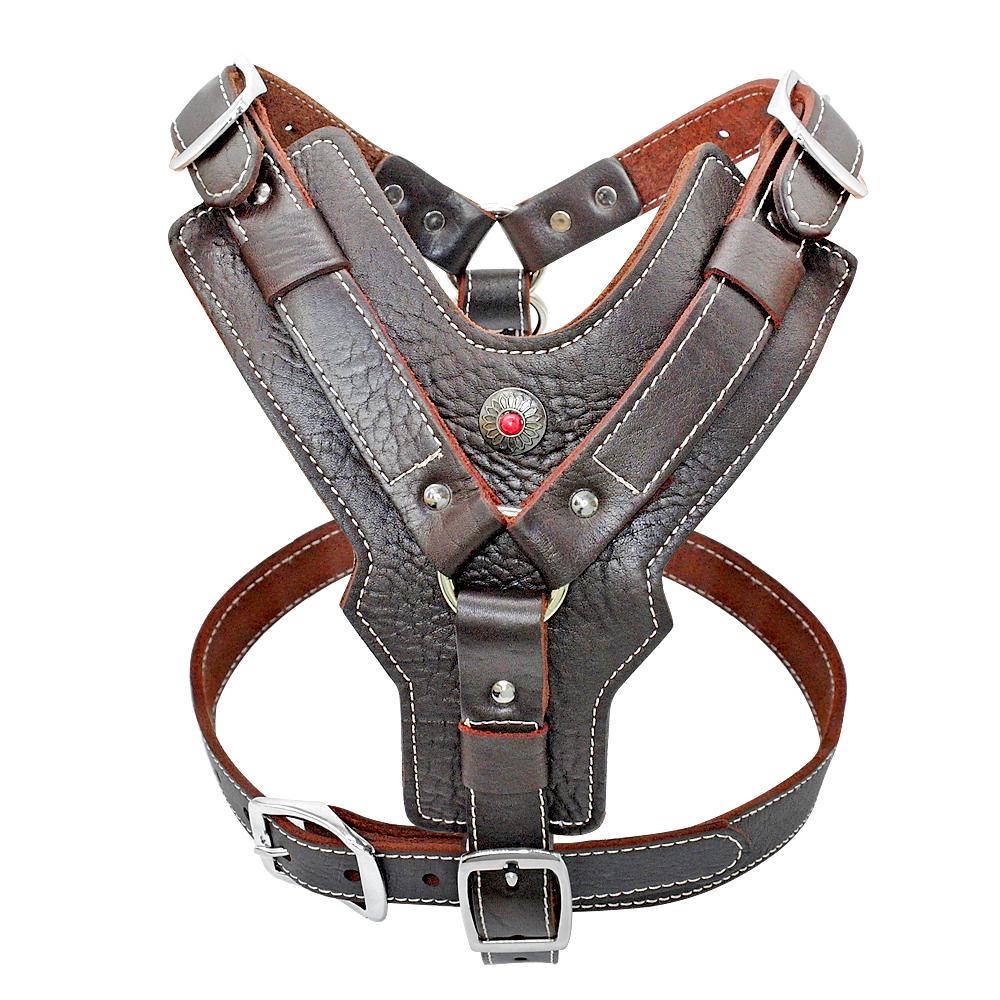 Genuine Leather Vest with Handle for Large Dogs