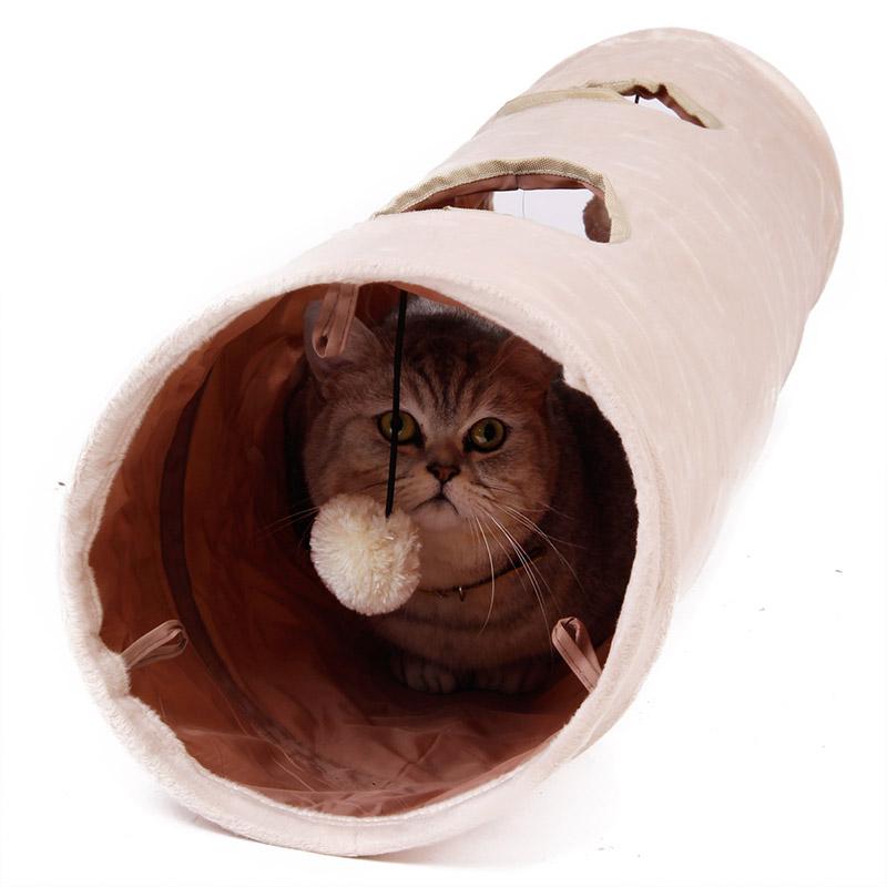 Foldable Long Tunnel with Ball Toy for Cats