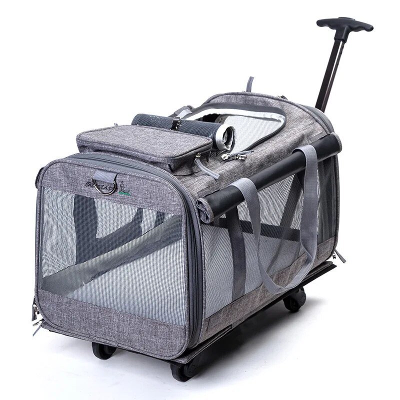 Pet's Folding Breathable Carrier Trolley