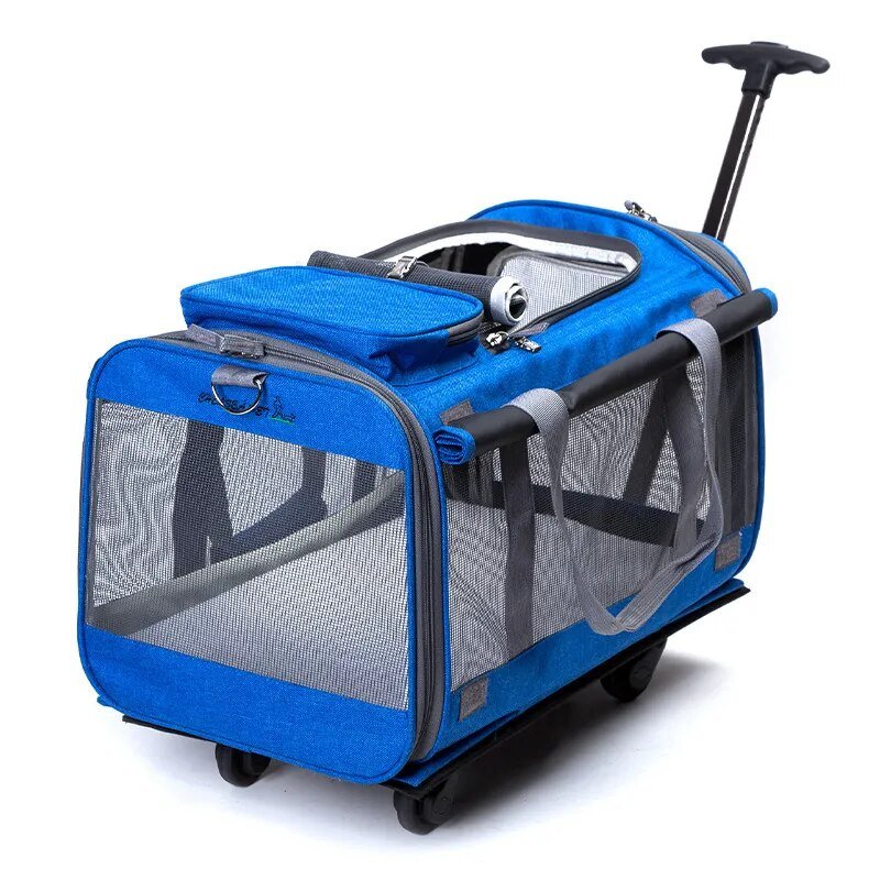 Pet's Folding Breathable Carrier Trolley