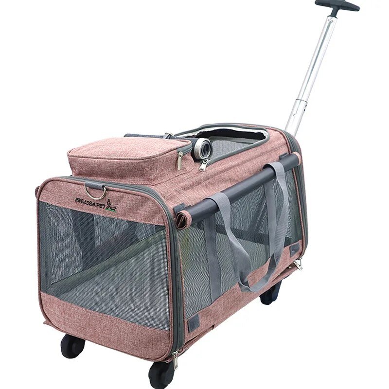 Pet's Folding Breathable Carrier Trolley