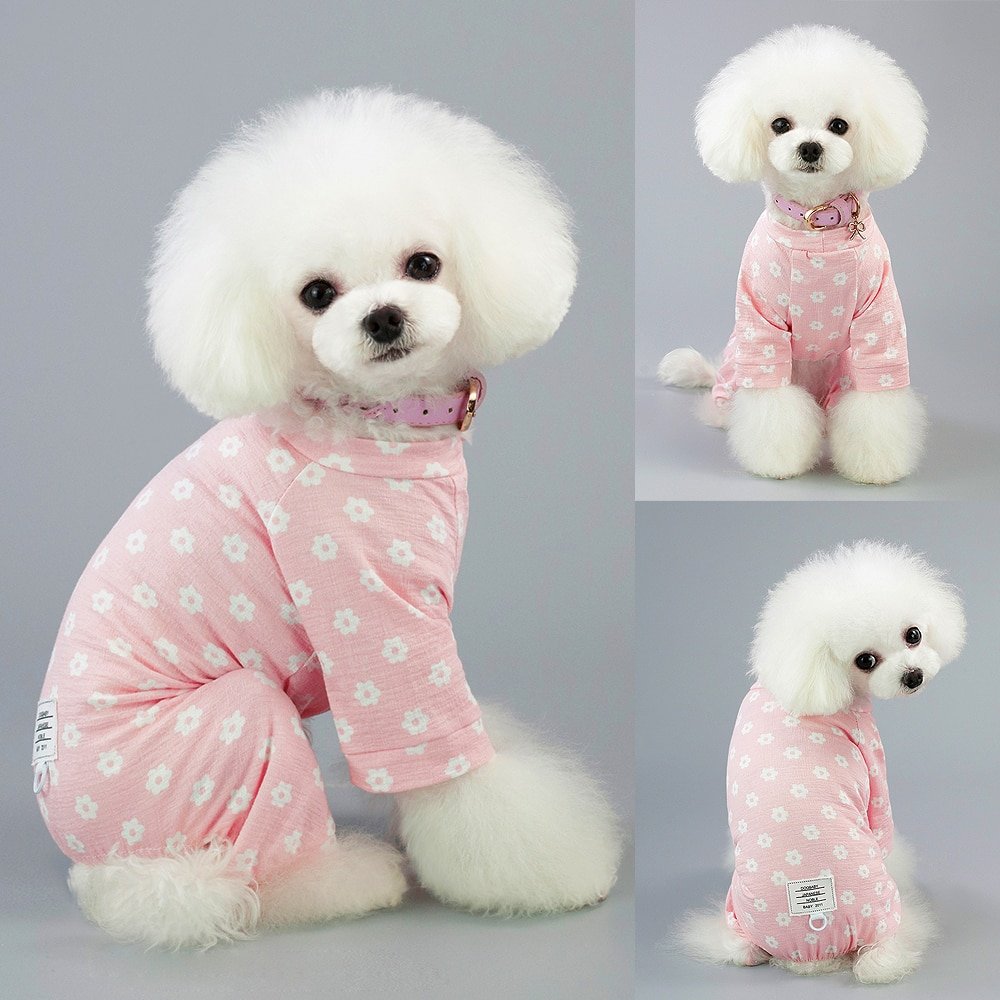 Floral Blue / Pink Cotton Dog Jumpsuit
