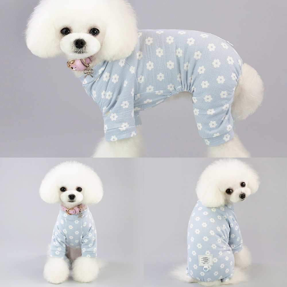 Floral Blue / Pink Cotton Dog Jumpsuit